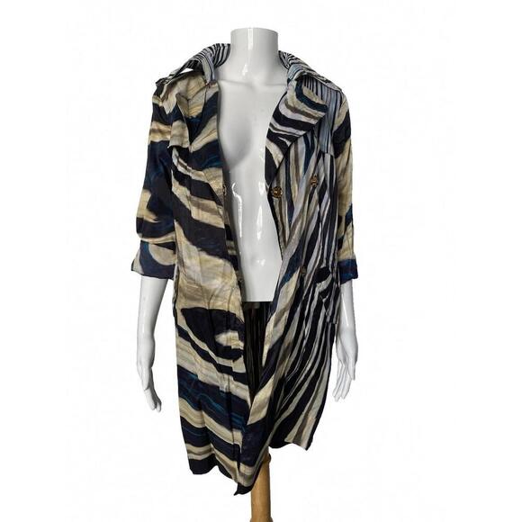 Roberto Cavalli Belted Trench Rain Coat Animal Print Size IT-38 US-2/4 Small - Picture 10 of 14